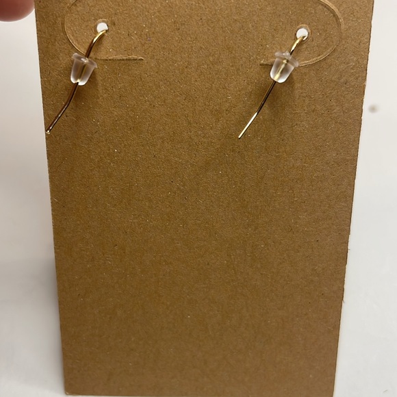 White Gold Tone Floral Cut Out Cloisonné Enamel Dangle Earrings (CPD45) - Picture 4 of 7